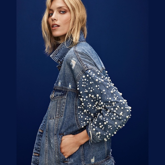oversized embellished denim jacket